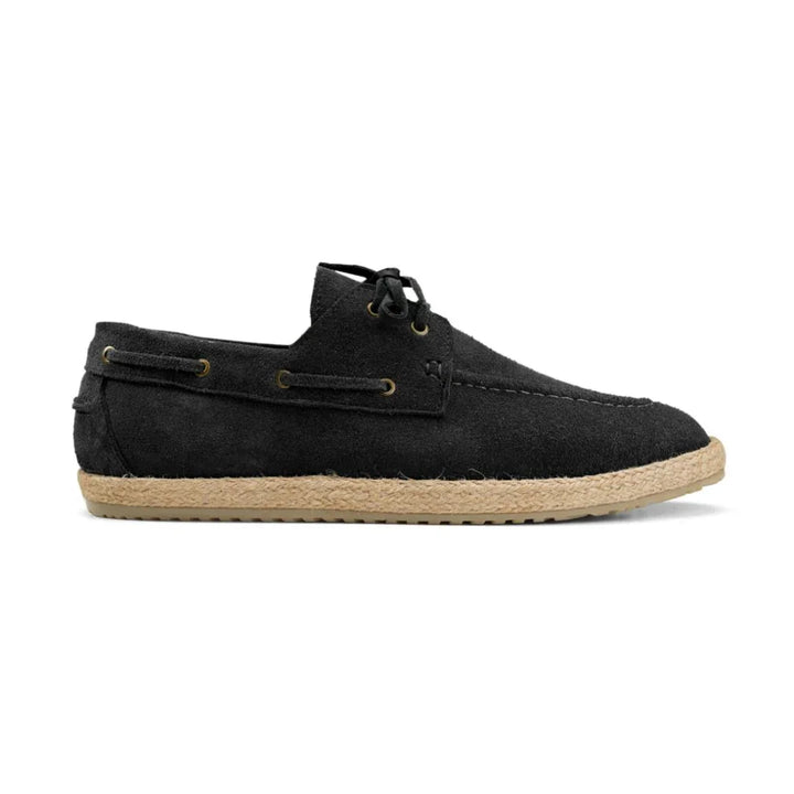 Achilles | Suede Espadrille Boat  - Suede Black