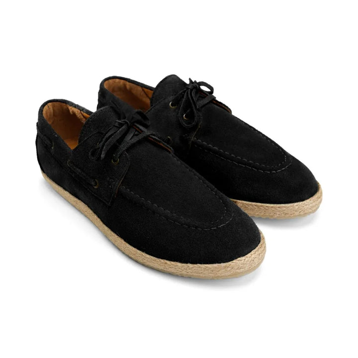 Achilles | Suede Espadrille Boat  - Suede Black