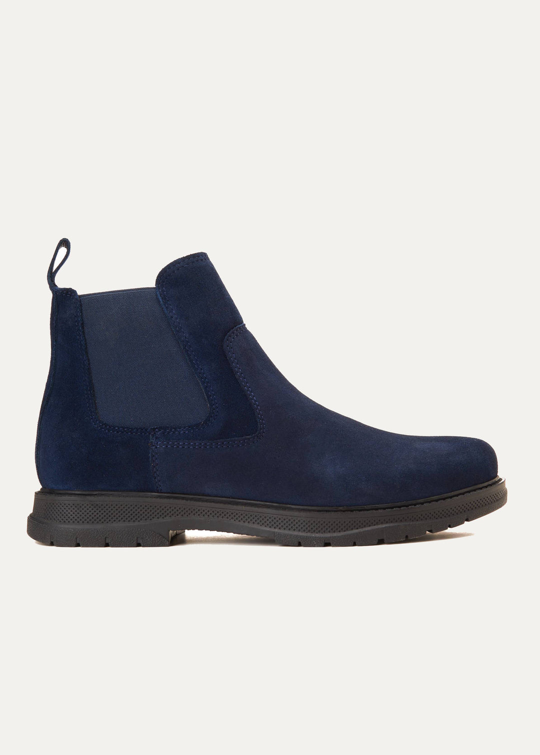 Plain Suede Genuine Leather Chelsea Boots - Dark Blue