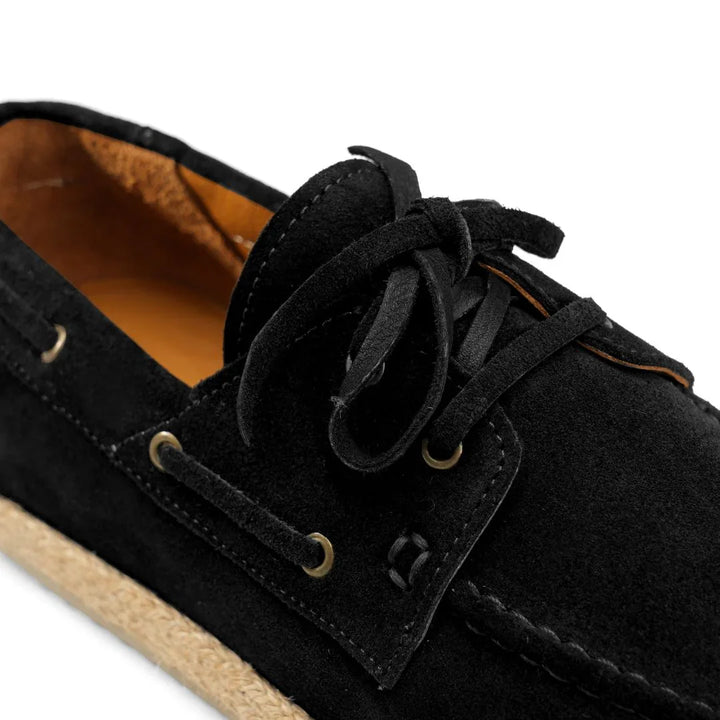 Achilles | Suede Espadrille Boat  - Suede Black