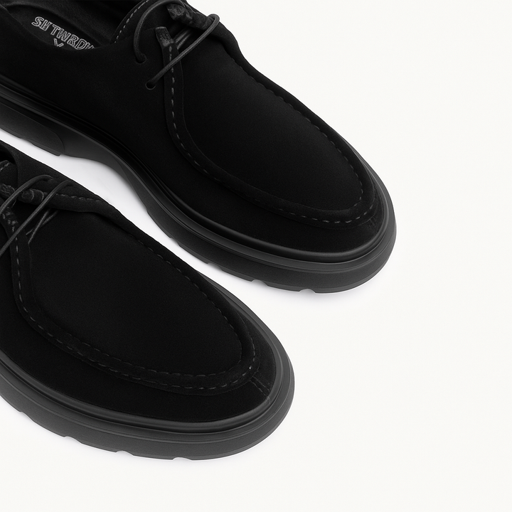 Achilles| Contour Comfort Moc-Toe Lace-Up Shoe - Black