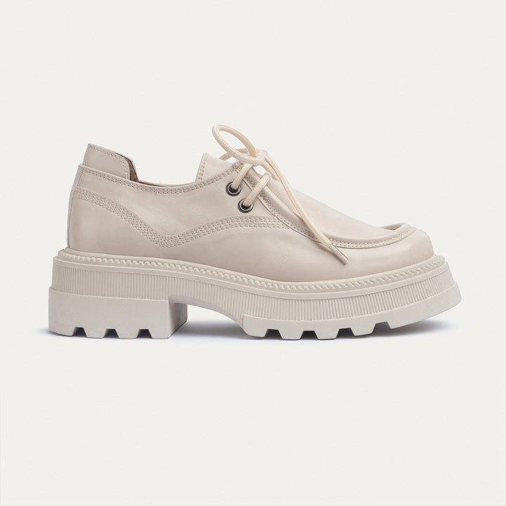 Achilles | Women Beige Chunky Oxford Loafer with laces