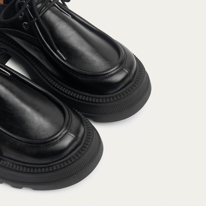Achilles | Women Black Chunky Oxford Loafer with laces