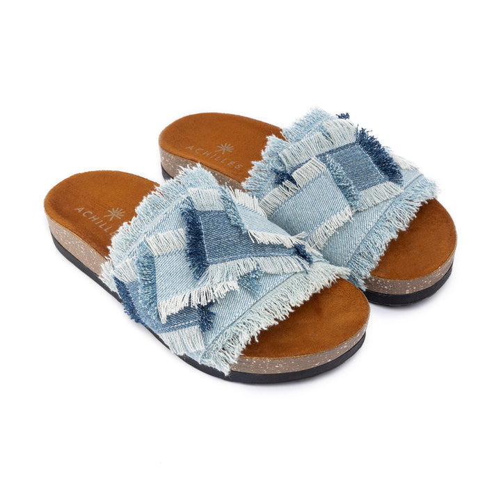 Frayed Denim Slides - Jeans
