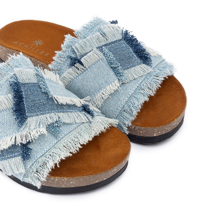 Frayed Denim Slides - Jeans