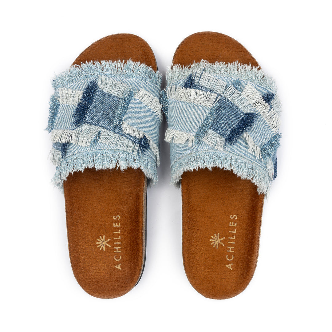 Frayed Denim Slides - Jeans