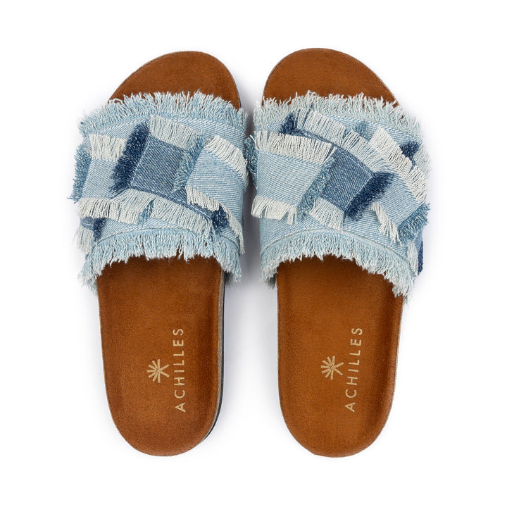 Frayed Denim Slides - Jeans