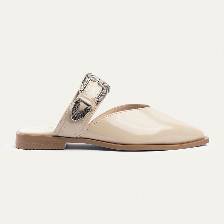Achilles | Celeste buckle Mules - Glossy Café