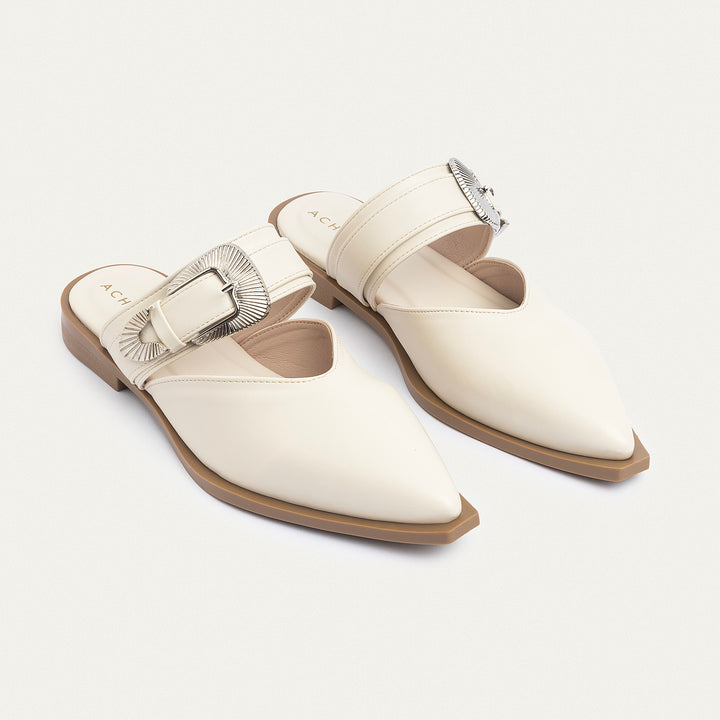 Achilles | Celeste buckle Mules - Beige