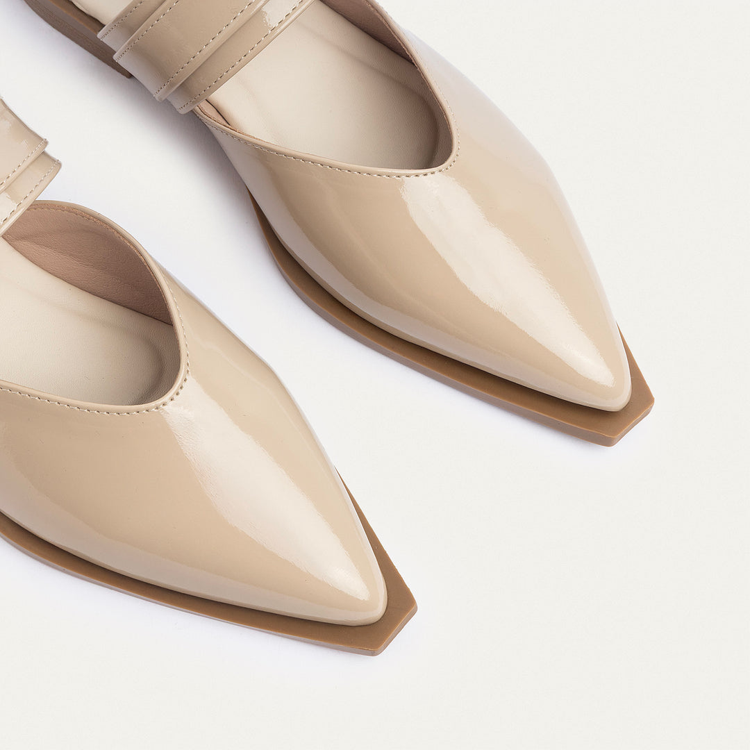 Achilles | Celeste buckle Mules - Glossy Café