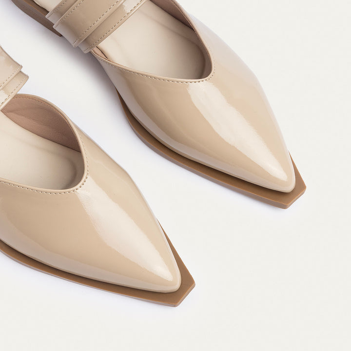 Achilles | Celeste buckle Mules - Glossy Café