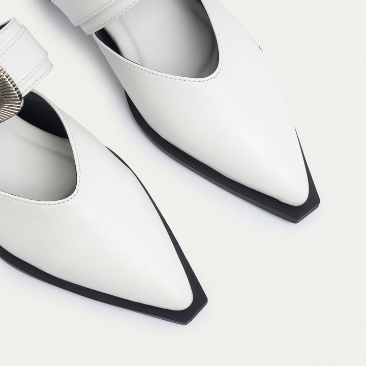 Achilles | Celeste buckle Mules - White