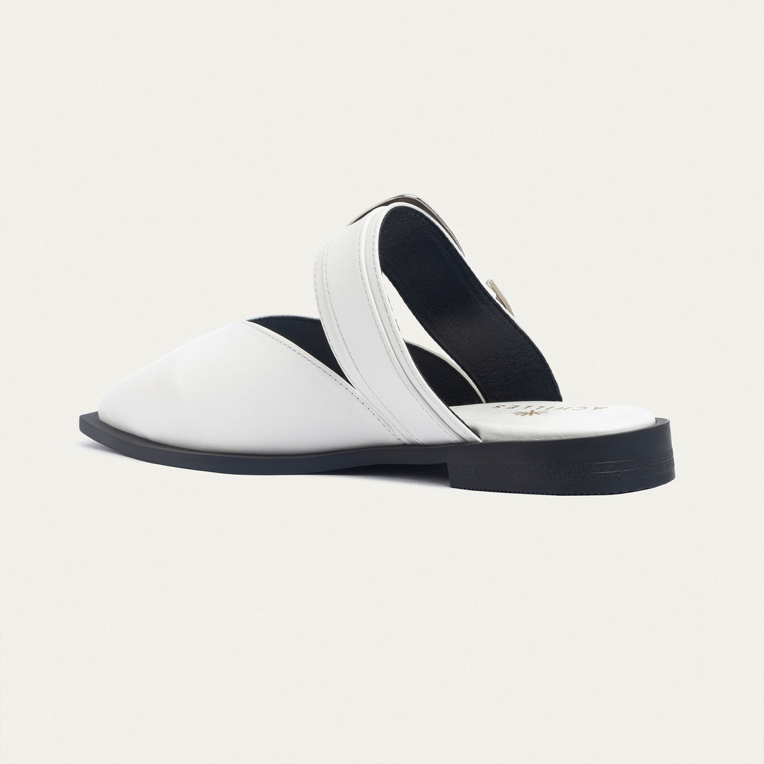 Achilles | Celeste buckle Mules - White