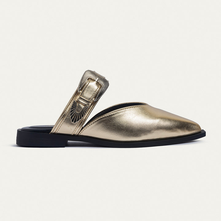 Achilles | Celeste buckle Mules - Gold