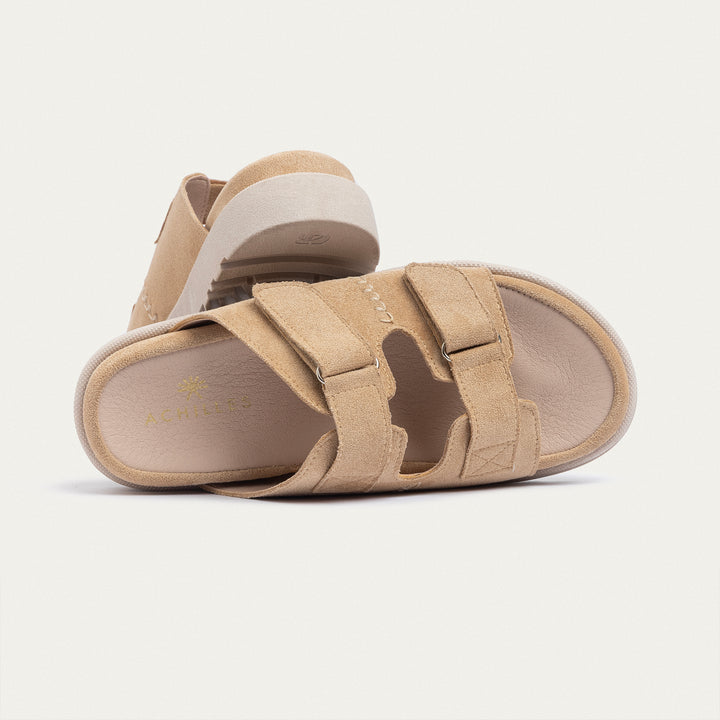 Achilles | CloudStep Double Hook & Loop Slides - Beige