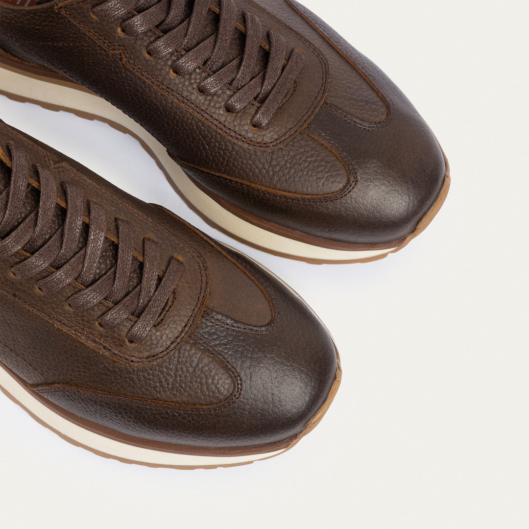 Achilles | Pro - Genuine Leather Sneakers - Textured Brown