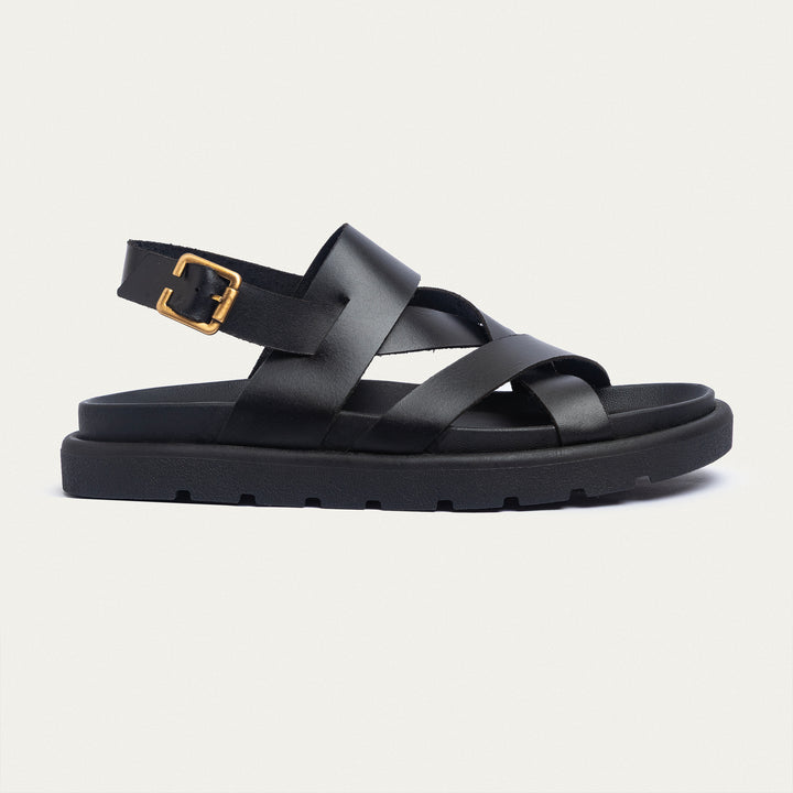 Achilles | Corinth Buckled Cross-Strap Sandals - Black