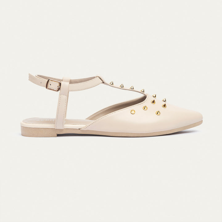 Achilles | Star Stud ankle strap sandals - Beige