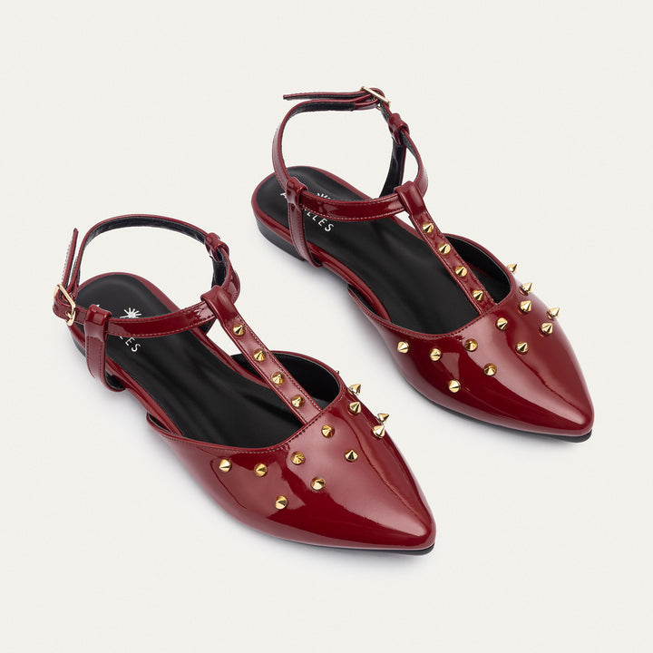 Achilles | Star Stud ankle strap sandals - Crimson Red