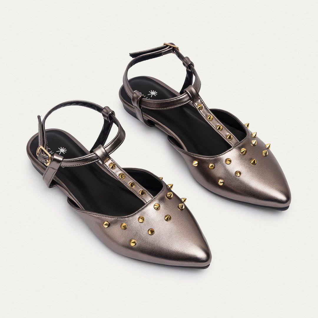 Achilles | Star Stud ankle strap sandals - Bronze Gray