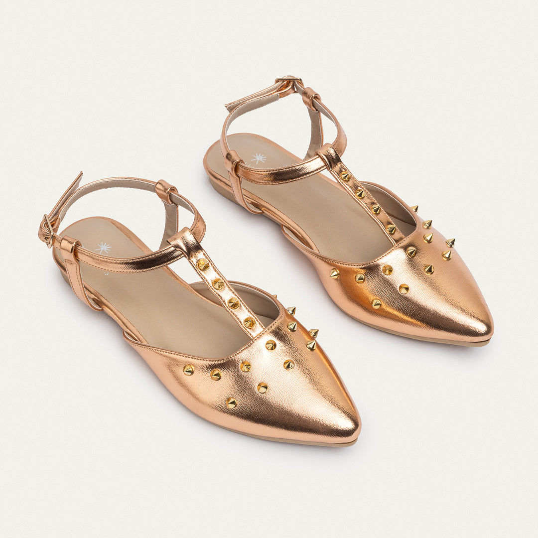 Achilles | Star Stud ankle strap sandals - Rose Gold