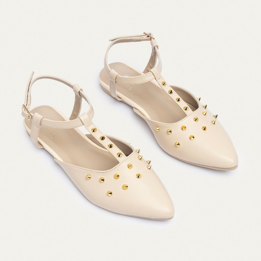 Achilles | Star Stud ankle strap sandals - Beige