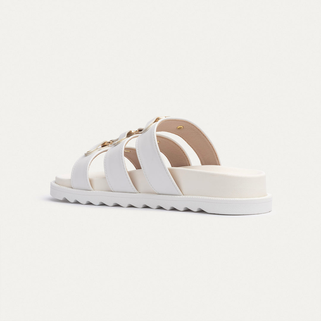 Achilles | Athena Buckle Slides - White