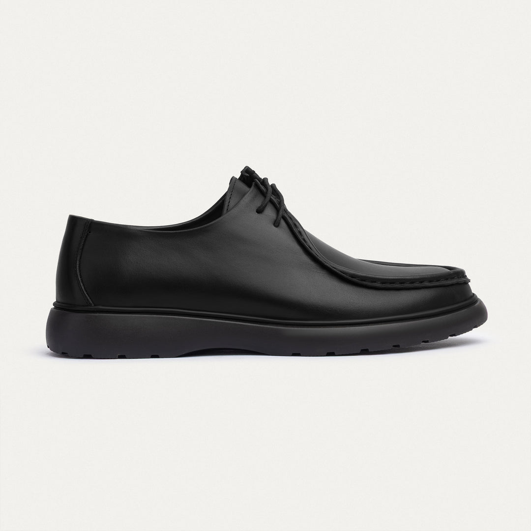 Achilles| Contour Comfort Moc-Toe Lace-Up Shoe - Leather Black