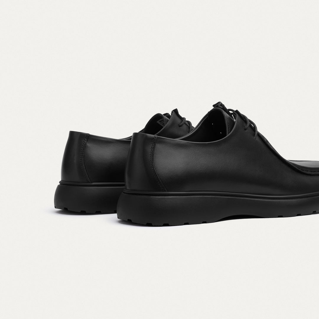 Achilles| Contour Comfort Moc-Toe Lace-Up Shoe - Leather Black