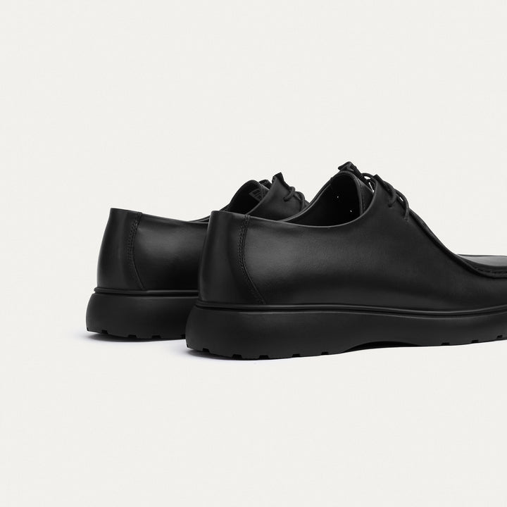 Achilles| Contour Comfort Moc-Toe Lace-Up Shoe - Leather Black