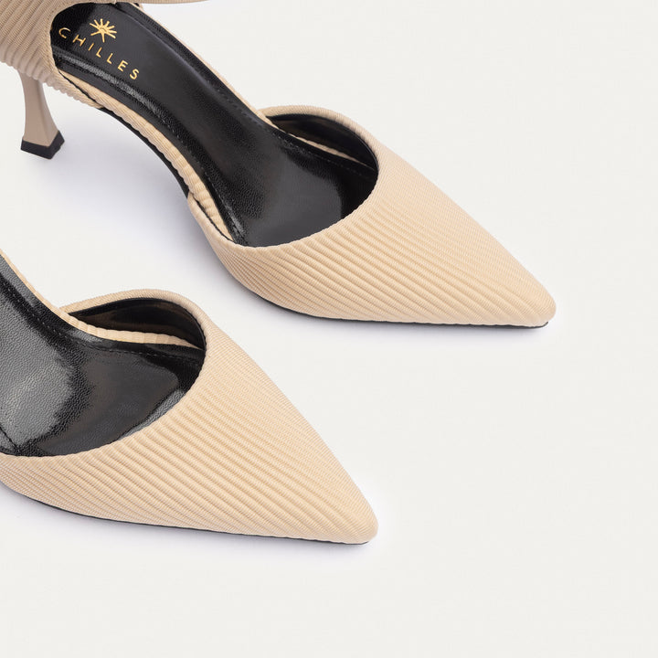 Achilles| Liana Patent Pointed Heels - Ripped Beige