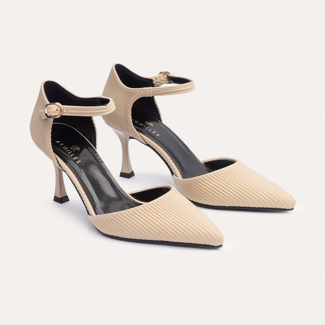 Achilles| Liana Patent Pointed Heels - Ripped Beige