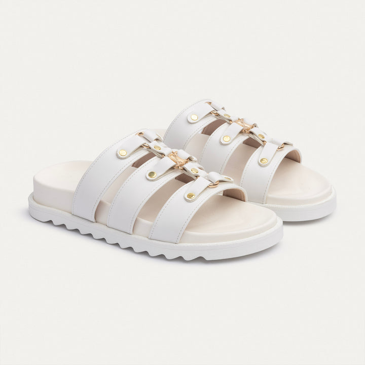 Achilles | Athena Buckle Slides - White
