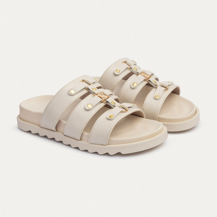 Achilles | Athena Buckle Slides - Beige