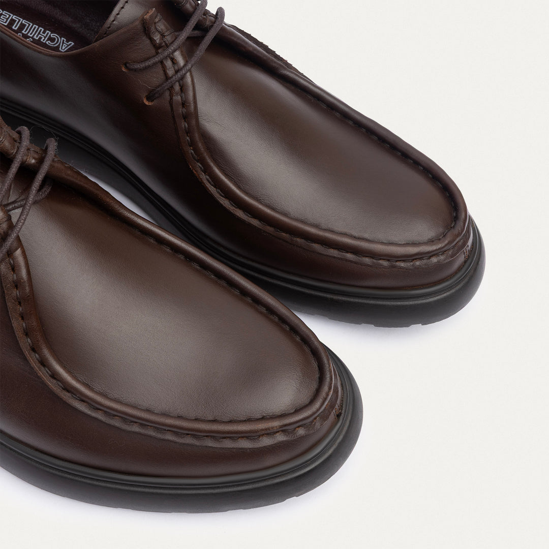 Achilles| Contour Comfort Moc-Toe Lace-Up Shoe - Leather Brown