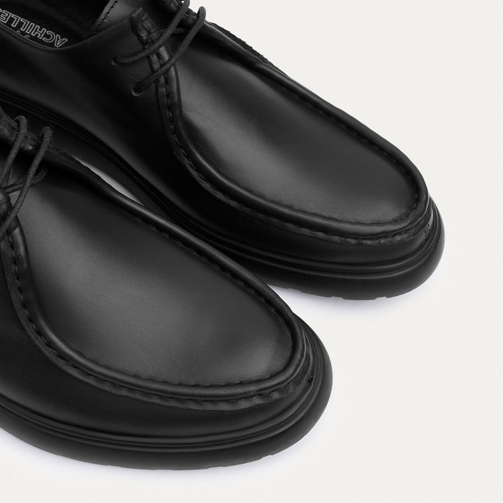 Achilles| Contour Comfort Moc-Toe Lace-Up Shoe - Leather Black
