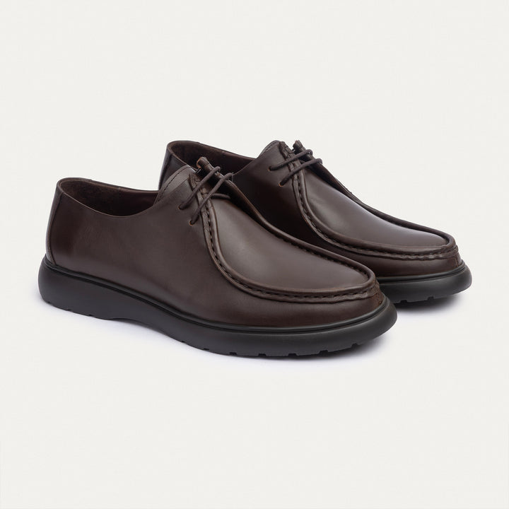 Achilles| Contour Comfort Moc-Toe Lace-Up Shoe - Leather Brown