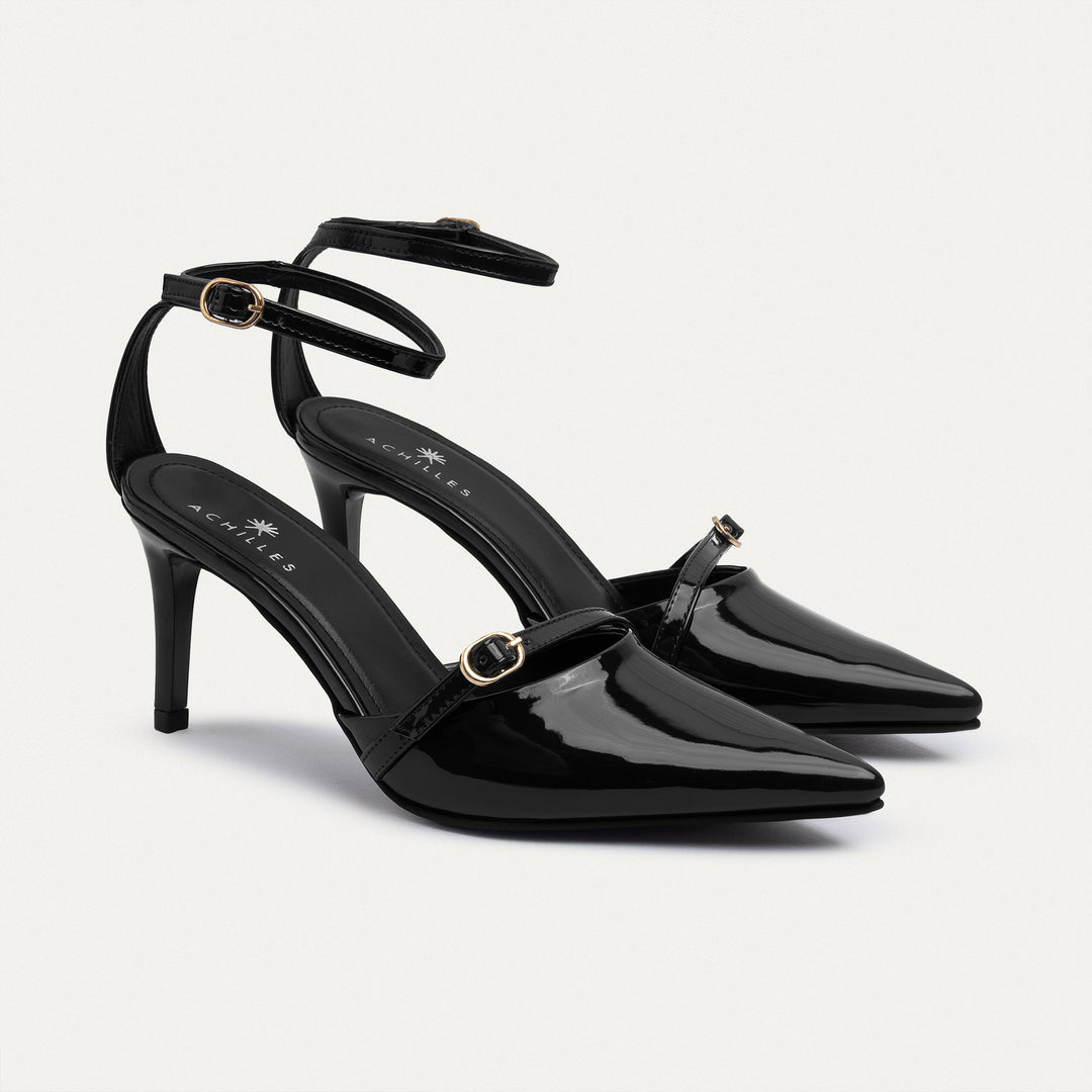 Achilles| Charm Pointed Heels - Black