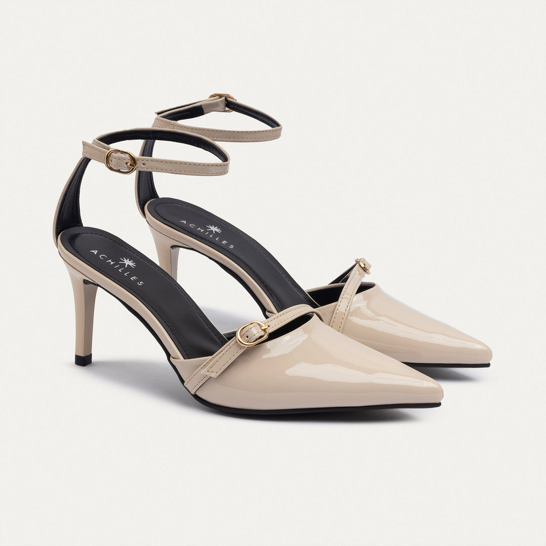 Achilles| Charm Pointed Heels - Beige