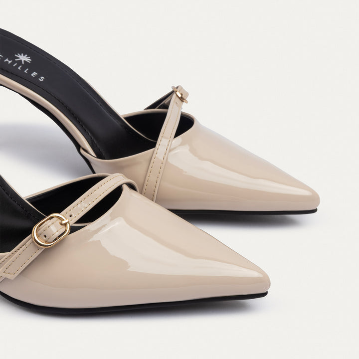 Achilles| Charm Pointed Heels - Beige