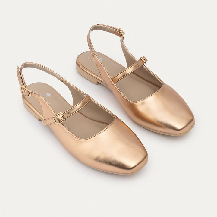 Achilles | Slingback Sandals with Buckle for Women - Rose Gold