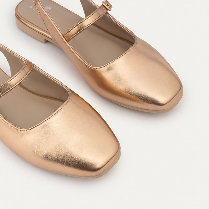 Achilles | Slingback Sandals with Buckle for Women - Rose Gold