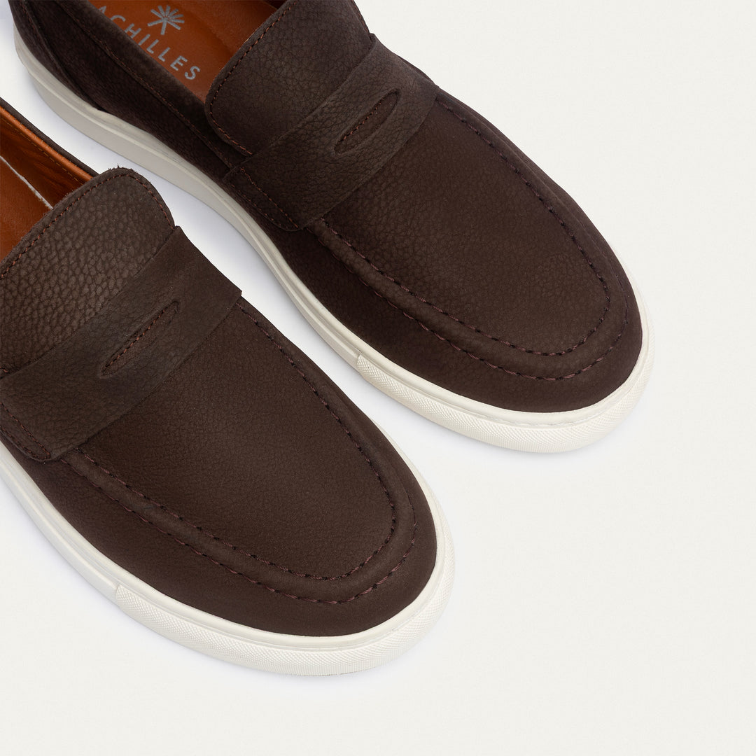 Achilles | The Urban Luxe Slip-On Loafers - Textured Brown