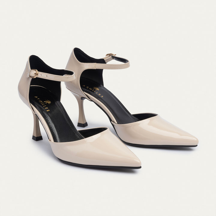 Achilles| Liana Patent Pointed Heels - Beige