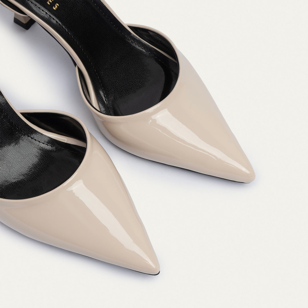 Achilles| Liana Patent Pointed Heels - Beige