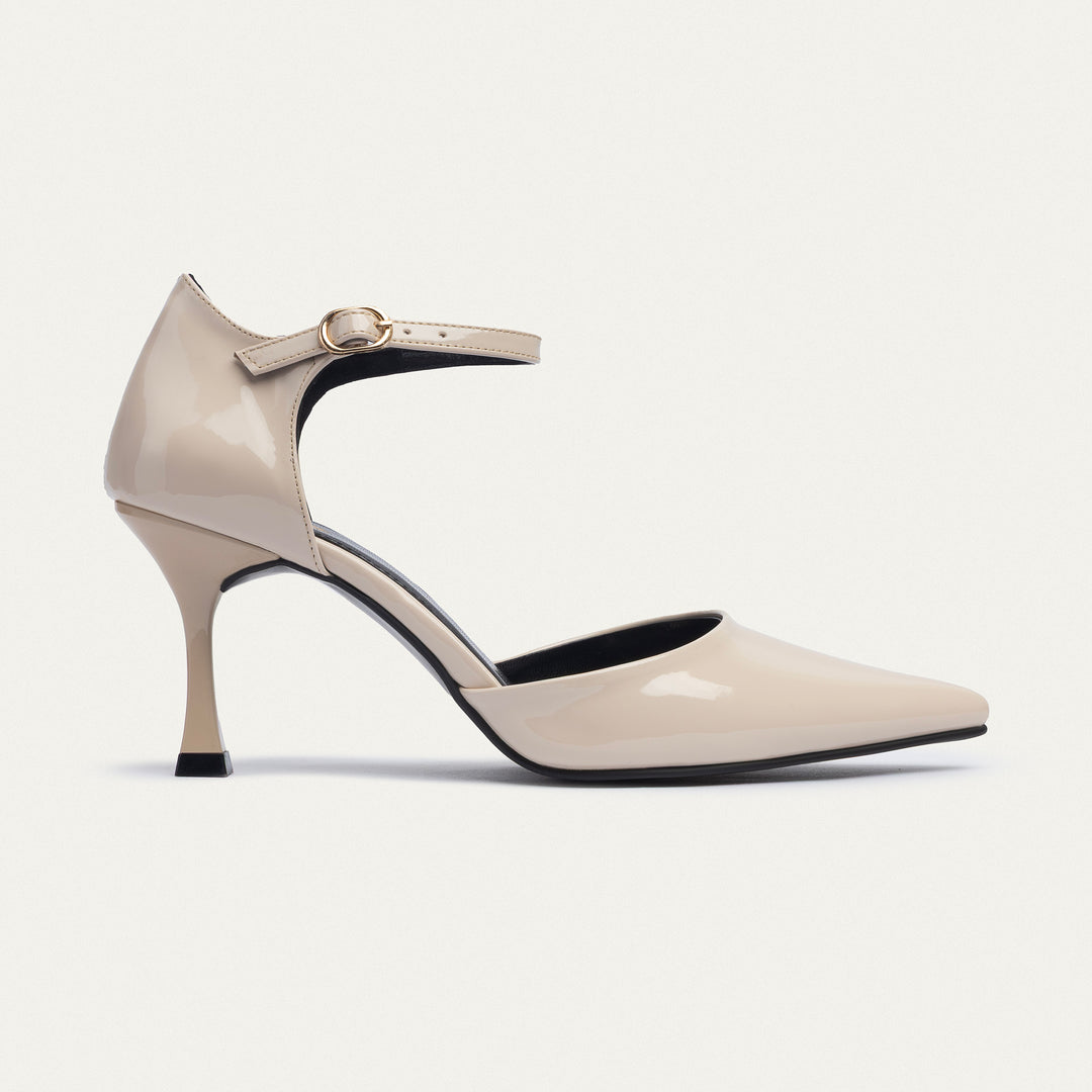 Achilles| Liana Patent Pointed Heels - Beige