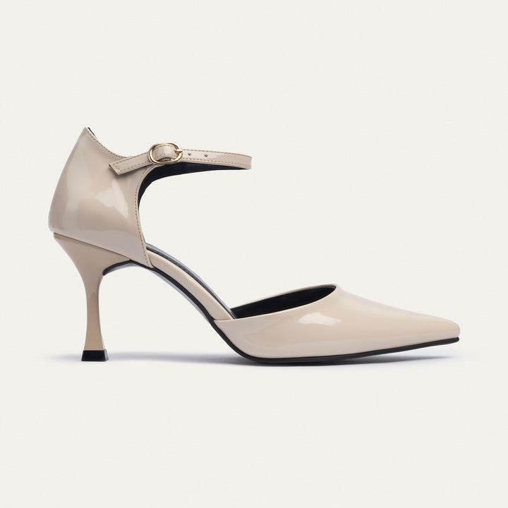 Achilles| Liana Patent Pointed Heels - Beige