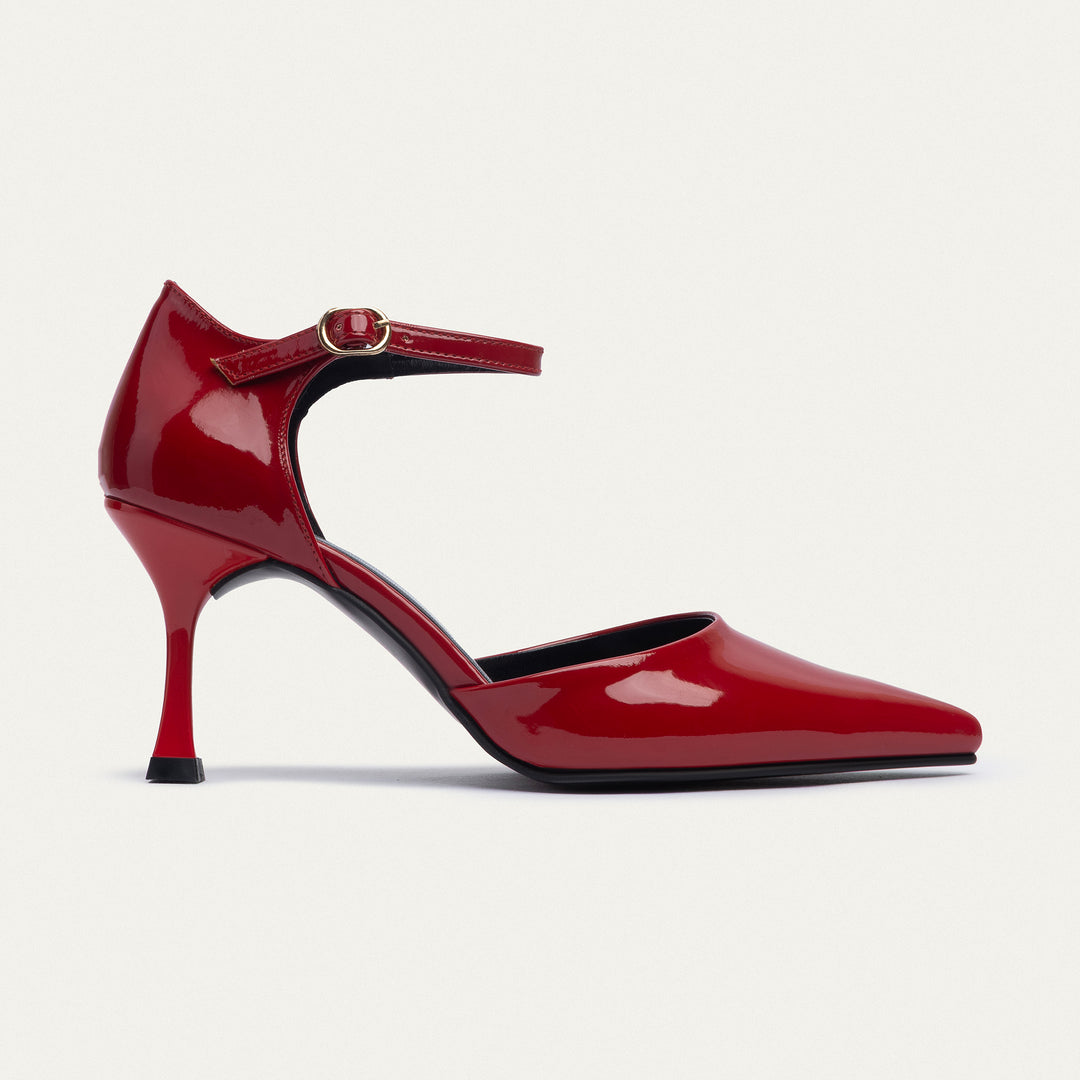 Achilles| Liana Patent Pointed Heels - Crimson Red
