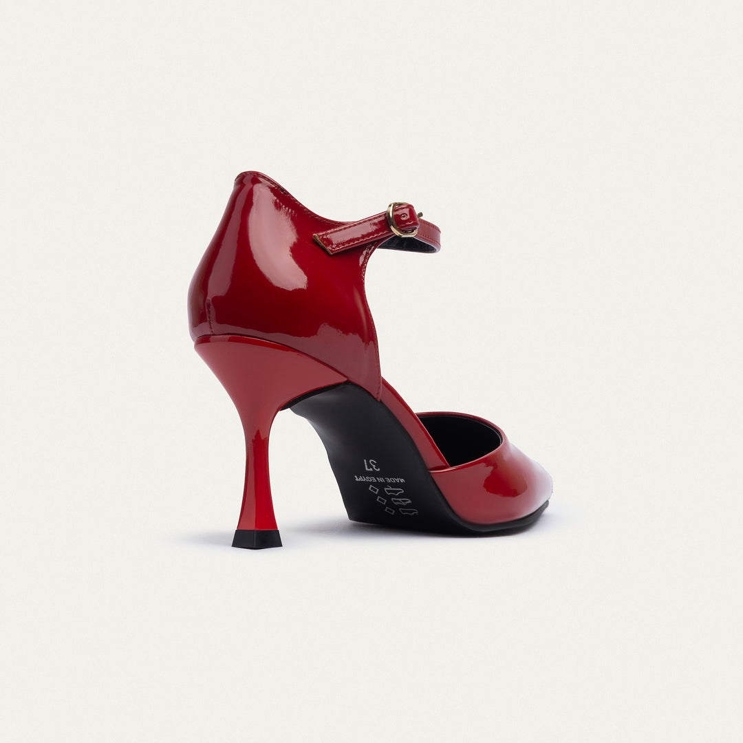 Achilles| Liana Patent Pointed Heels - Crimson Red