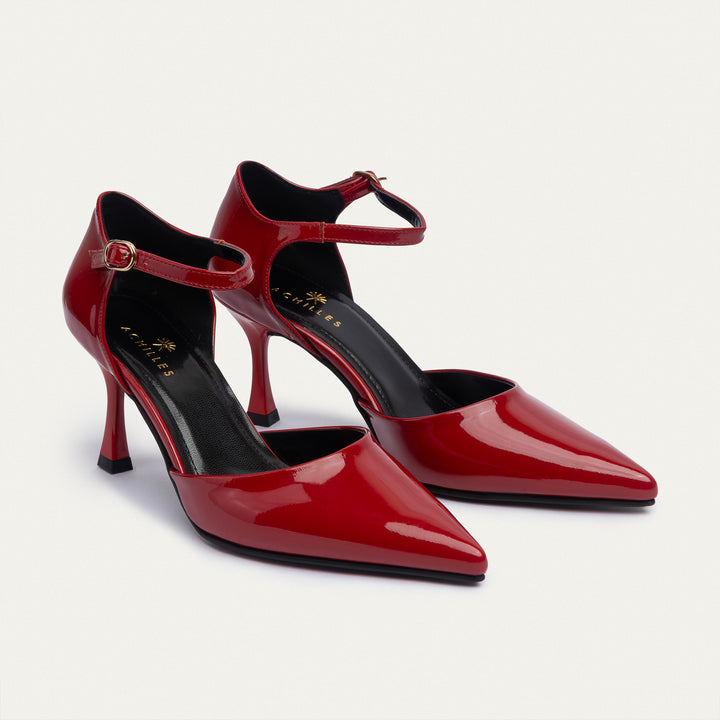 Achilles| Liana Patent Pointed Heels - Crimson Red